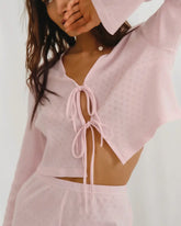 Bağcıklı Uzun Kollu Pamuklu Pijama Takımı Zalle